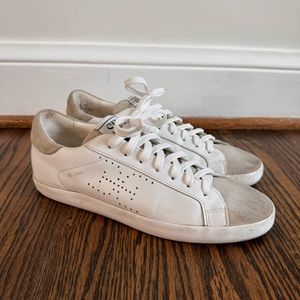 Sam Edelman Aubrie sneakers size 9.5 white leather with greige accents